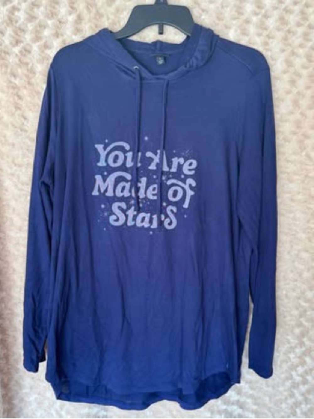 torrid Navy Blue Hoodie Top with 'You Are Made of Stars' Graphic